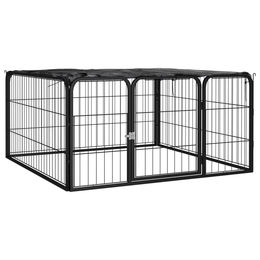 vidaXL Hundelaufstall 4-teilig aus Metall in Schwarz 100x50cm – Bild 1 von 6