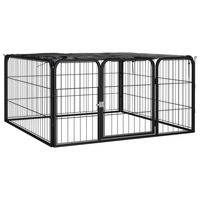 Produktbild von vidaXL Hundelaufstall 4-teilig aus Metall in Schwarz 100x50cm