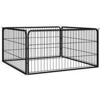 Produktbild von vidaXL Hundelaufstall 4-teilig Schwarz aus Metall 100x50cm