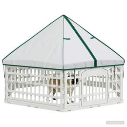 vidaXL Hundelaufstall 6-Panel-Hundespielplatz aus Kunststoff Weiß 177,5 x 154,5 x 112 cm – Bild 1 von 2