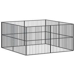 vidaXL Hundelaufstall 8-teilig aus verzinktem Stahl Schwarz für Welpen – Bild 1 von 9