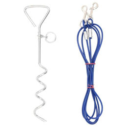 vidaXL Hundeleine mit Pfahl und Anlegespirale aus Metall für kleine und mittlere Hunde, Blau, 3m - 3 m – Bild 1 von 4
