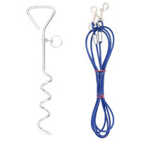 Produktbild von vidaXL Hundeleine mit Pfahl und Anlegespirale aus Metall für kleine und mittlere Hunde, Blau, 3m - 3 m