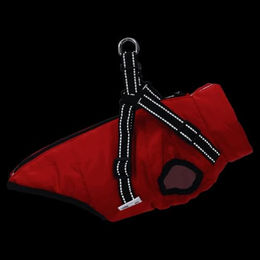 vidaXL Hundemantel mit integriertem Geschirr Rot Wasserdicht Reflektierend Fleece Winterjacke für Welpen Größe L – Bild 1 von 4