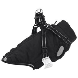 vidaXL Hundemantel mit integriertem Geschirr wasserdicht und reflektierend Schwarz Größe M – Bild 1 von 7