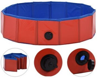 vidaXL Hundepool Faltbares Hundeschwimmbecken aus Kunststoff Rot 80x20 cm – Bild 1 von 5