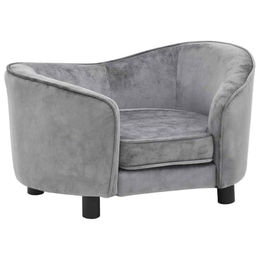 vidaXL Hundesofa Grau aus Holz und Plüsch für kleine Haustiere 69x49x40cm – Bild 1 von 2