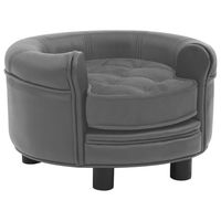 Produktbild von vidaXL Hundesofa Grau aus Plüsch und Kunstleder 48x48x32cm