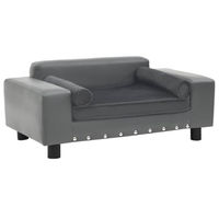 Produktbild von vidaXL Hundesofa Grau aus Plüsch und Kunstleder 81x43x31cm