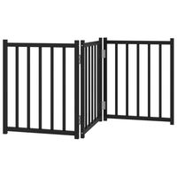 Produktbild von vidaXL Hundetor 3-teilig faltbar aus Massivholz Tanne Schwarz 150 cm