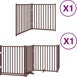 vidaXL Hundetor 6-teilig aus Pappelholz mit Tür faltbar braun 480 cm – Bild 1 von 9