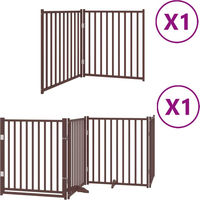Produktbild von vidaXL Hundetor 6-teilig aus Pappelholz mit Tür faltbar braun 480 cm