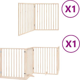 vidaXL Hundetor 6-teilig faltbar mit Tür aus Pappelholz 480 cm – Bild 1 von 2