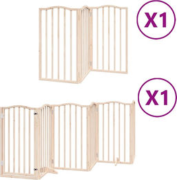 vidaXL Hundetor aus Holz mit Tür faltbar 450 cm Braun Natur – Bild 1 von 2