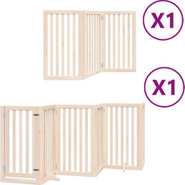 vidaXL Hundetor aus Pappelholz 9-teilig faltbar mit Tür 450 cm – Bild 1 von 2