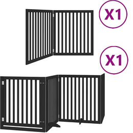 vidaXL Hundetor aus Pappelholz mit Tür 6-teilig faltbar Schwarz 480 cm – Bild 1 von 10