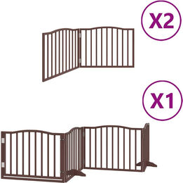 vidaXL Hundetor aus Pappelholz mit Tür faltbar Braun 640 cm 8-teilig – Bild 1 von 8