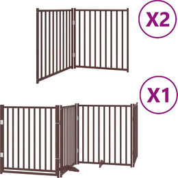 vidaXL Hundetor aus Pappelholz mit Tür faltbar Braun 640 cm 8-teilig – Bild 1 von 9