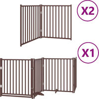 Produktbild von vidaXL Hundetor aus Pappelholz mit Tür faltbar Braun 640 cm 8-teilig