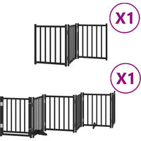 Produktbild von vidaXL Hundetor aus Pappelholz mit Tür faltbar Schwarz 450 cm 9-teilig
