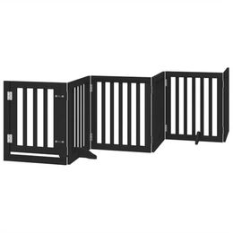 vidaXL Hundetor aus Pappelholz mit Tür faltbar Schwarz 450 cm 9-teilig – Bild 1 von 1