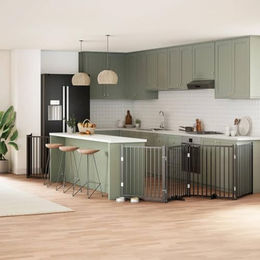 vidaXL Hundetor aus Pappelholz mit Tür faltbar Schwarz 960 cm 12-teilig – Bild 1 von 8