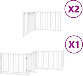 vidaXL Hundetor aus Pappelholz mit Tür faltbar Weiß 640 cm 8-teilig – Bild 1 von 2