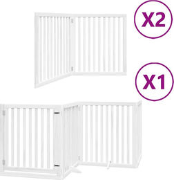 vidaXL Hundetor aus Pappelholz mit Tür faltbar Weiß 8-teilig 640 cm – Bild 1 von 2
