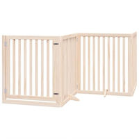 Produktbild von vidaXL Hundetor aus Pappelholz mit Tür und Füßen, faltbares Treppenschutzgitter für Hunde, 640cm