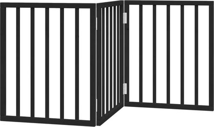 vidaXL Hundetor faltbar 3-teilig aus Pappelholz Schwarz 150 cm – Bild 1 von 6