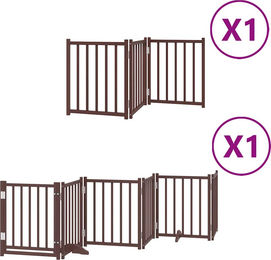 vidaXL Hundetor faltbar mit Tür 9-teilig aus Pappelholz Braun 450 cm – Bild 1 von 9