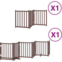 Produktbild von vidaXL Hundetor faltbar mit Tür 9-teilig aus Pappelholz Braun 450 cm