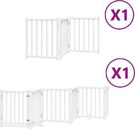 vidaXL Hundetor faltbar mit Tür 9-teilig aus Pappelholz Weiß 450 cm – Bild 1 von 2