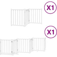 Produktbild von vidaXL Hundetor faltbar mit Tür 9-teilig aus Pappelholz Weiß 450 cm