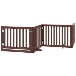 vidaXL Hundetor mit Tür aus Pappelholz Braun 640cm Freistehendes Absperrgitter und Treppenschutzgitter 8-teilig – Bild 1 von 1