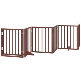 vidaXL Hundetor mit Tür faltbar aus Pappelholz Braun 300 cm – Bild 1 von 1