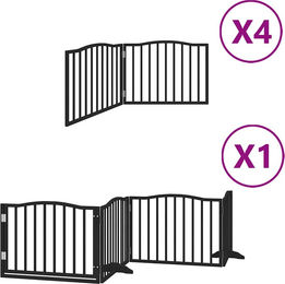 vidaXL Hundetor mit Tür faltbar aus Pappelholz Schwarz 960 cm 12-teilig – Bild 1 von 8