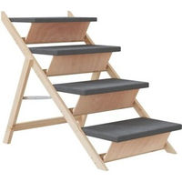 Produktbild von vidaXL Hundetreppe aus Massivholz mit 4 Stufen klappbar und rutschfest in Grau