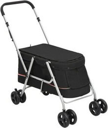 vidaXL Hundewagen aus Stoff für kleine Rassen Schwarz 100x49x96 cm – Bild 1 von 12