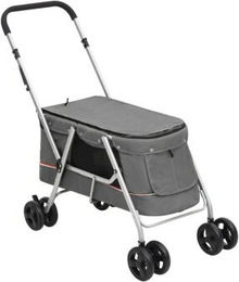 VidaXL Hundewagen aus Stoff Grau für kleine Rassen 100x49x96 cm – Bild 1 von 7
