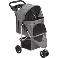 Produktbild von vidaXL Hundewagen für kleine Rassen aus Oxford-Gewebe grau 80x46x98cm