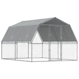vidaXL Hundezwinger 2er Set aus verzinktem Stahl mit wasserfestem Dach und Maschen-Design für den Outdoor-Einsatz in Silber – Bild 1 von 8