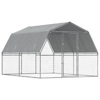 Produktbild von vidaXL Hundezwinger 2er Set aus verzinktem Stahl mit wasserfestem Dach und Maschen-Design für den Outdoor-Einsatz in Silber