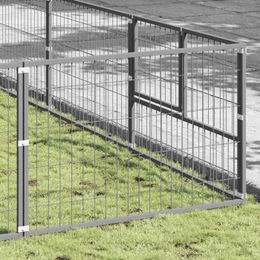 VidaXL Hundezwinger aus Metall für Riesenrassen Silber Grau – Bild 1 von 3