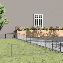 vidaXL Hundezwinger aus Metall in Silber – Bild 1 von 2