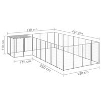 Produktbild von vidaXL Hundezwinger aus Metall in Silber mit wasserdichter Hundehütte