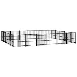 vidaXL Hundezwinger aus Metall mit Hundehütte Schwarz – Bild 1 von 4