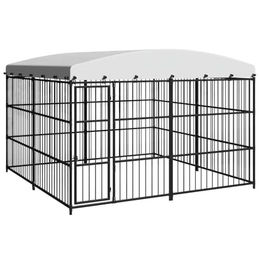 vidaXL Hundezwinger aus Metall mit wasserabweisender Überdachung Schwarz 300x300x210 cm – Bild 1 von 6
