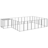 Produktbild von vidaXL Hundezwinger aus Metall Schwarz 15,73m² Hundehütte