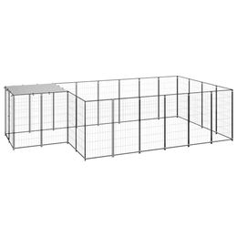 vidaXL Hundezwinger Hundehütte aus Metall in Schwarz wasserdicht – Bild 1 von 2
